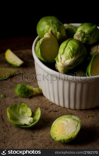 close up brussels sprouts table