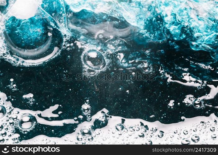 close up bubbles slashes bright water