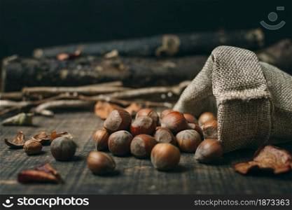 close up chestnuts bag