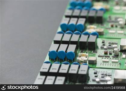 close up circuit board components