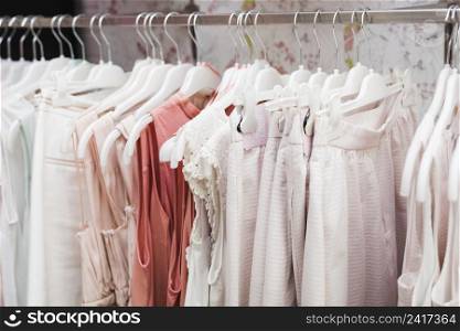 close up clothes hangers