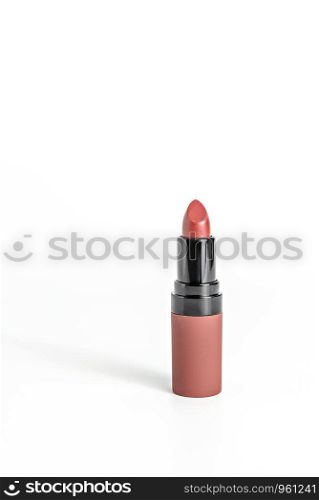 close up color lipstick on white background. Set of colorful lipsticks