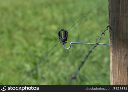 Close up connection of an electric fence.