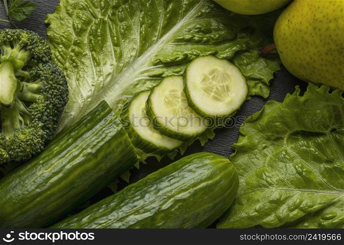 close up cucumbers with celery