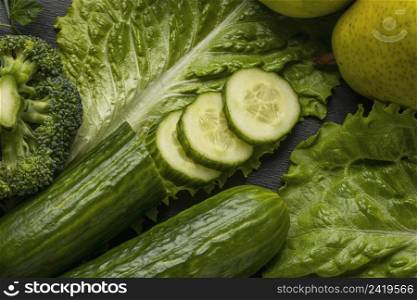 close up cucumbers with celery