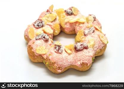 close up delicious Colorful donut on white background