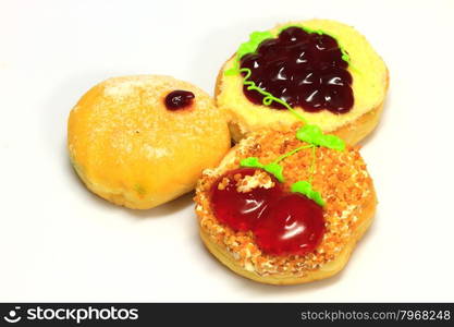 close up delicious Colorful donut on white background