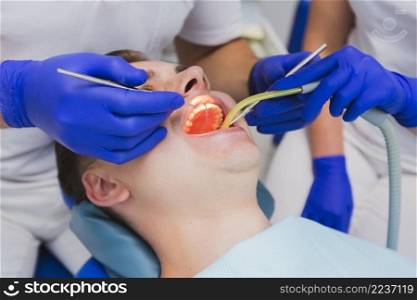 close up dental procedure patient