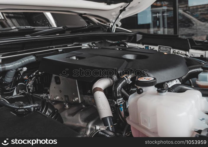 Close up detail engine cars.