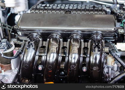 Close up detail engine cars.