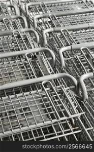 Close up detail of shopping carts.