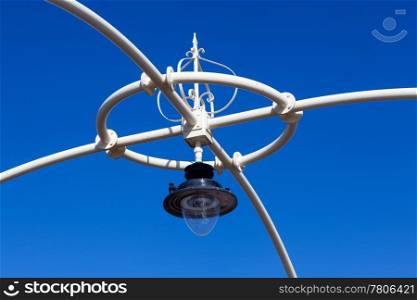 Close up detail of the distinctive lights on the pier in Southport England