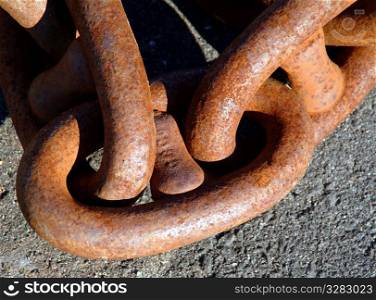 Close-up detail view of rusty chain links.