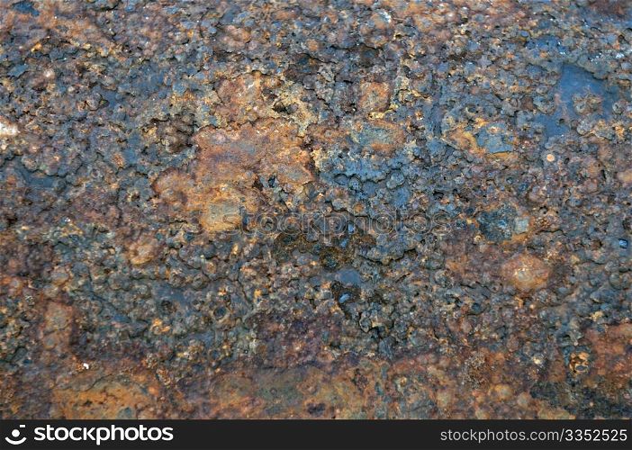 Close up details of rust in cast iron