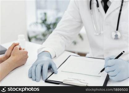 close up doctor wearing gloves. Resolution and high quality beautiful photo. close up doctor wearing gloves. High quality beautiful photo concept