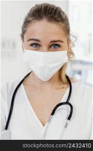 close up doctor wearing mask