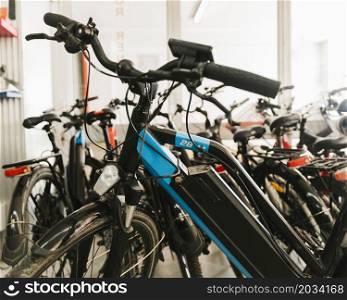 close up e bike bicycle store