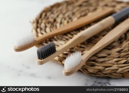 close up ecological toothbrushes