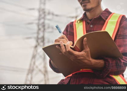 Close up Engineering hand writing on document