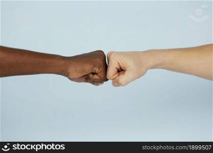 close up fist bump with copy space. Resolution and high quality beautiful photo. close up fist bump with copy space. High quality beautiful photo concept