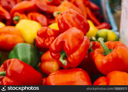 close up fresh red bell peppers. Resolution and high quality beautiful photo. close up fresh red bell peppers. High quality beautiful photo concept