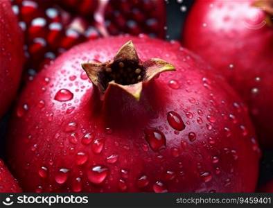 Close up fresh red ripe pomegranates.AI generative