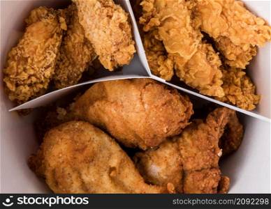 close up fried chicken bucket