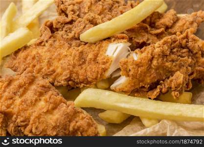 close up fried chicken fries