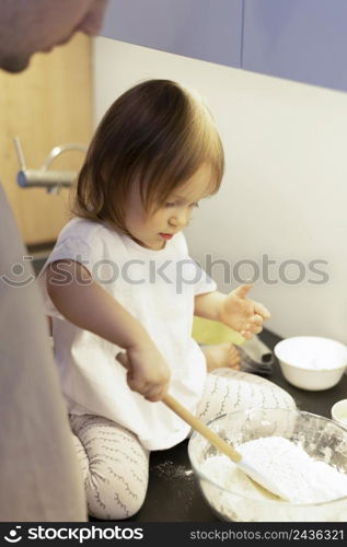 close up girl making dough