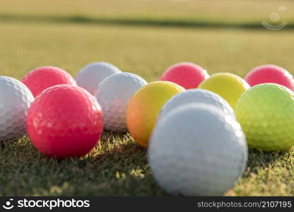close up golf balls