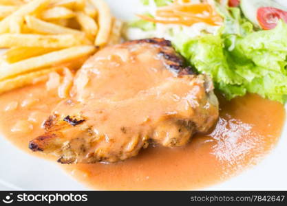 Close up grilled chicken steak, stock photo