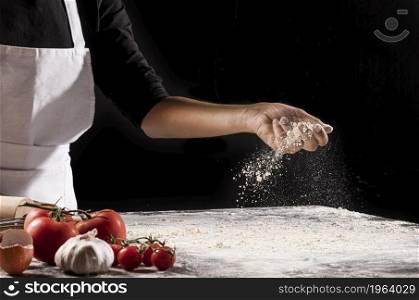 close up hand holding flour. High resolution photo. close up hand holding flour. High quality photo