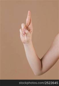 close up hand teaching sign language