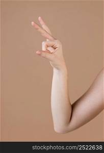 close up hand teaching sign language 5