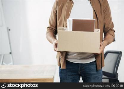 close up hands holding box with stuff. High resolution photo. close up hands holding box with stuff. High quality photo