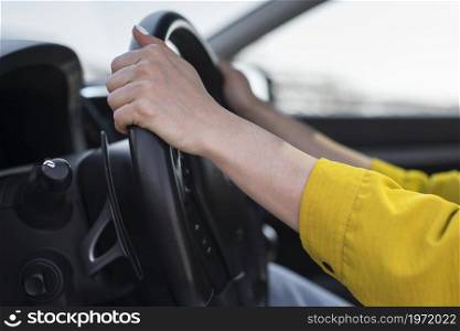 close up hands steering wheel. High resolution photo. close up hands steering wheel. High quality photo