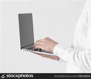 close up hands typing laptop. Beautiful photo. close up hands typing laptop