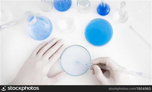 close up hands with pipette petri dish. Beautiful photo. close up hands with pipette petri dish