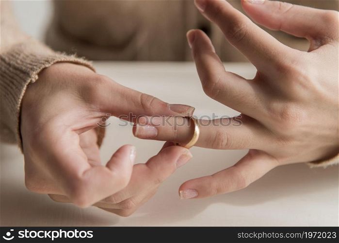 close up hands with wedding ring. High resolution photo. close up hands with wedding ring. High quality photo