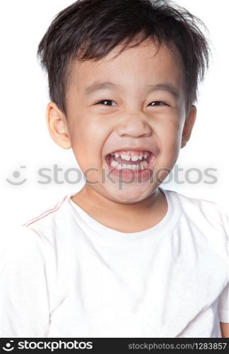 close up head shot of asian children toothy smiling face