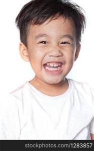 close up head shot of asian children toothy smiling face