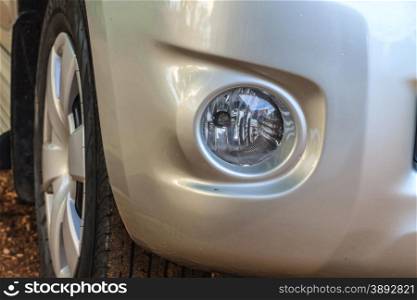 Close up headlights of car background and texture