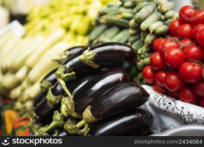 close up healthy vegetables store