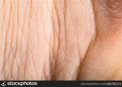 Close up human skin. Macro epidermis texture