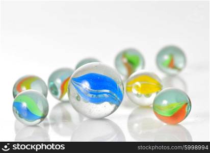 Close up image of assorted marbles
