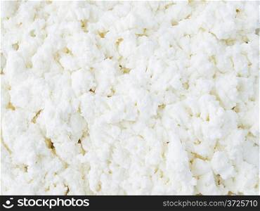 Close-up image of cottage cheese clods. Healthy food.