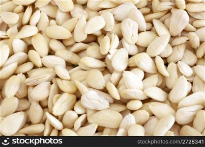 Close-up image of peeled (blanched) almonds