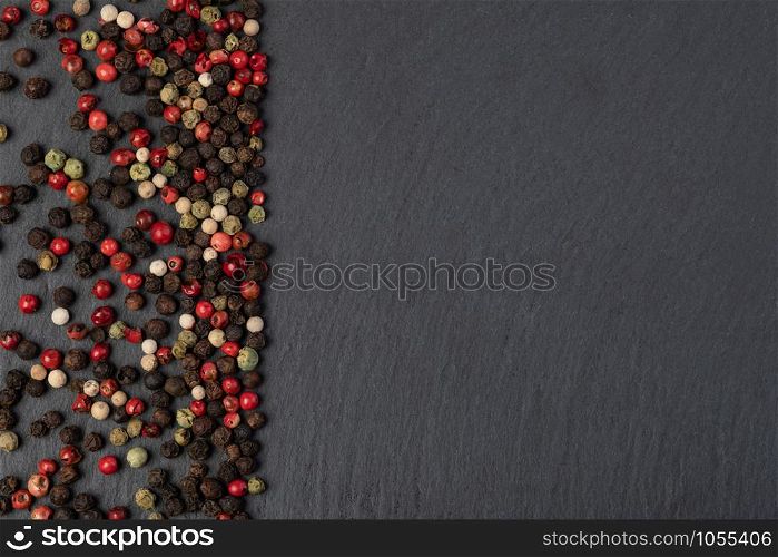 Close-up image of pepper on black background. pepper