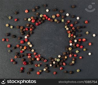 Close-up image of pepper on black background. pepper