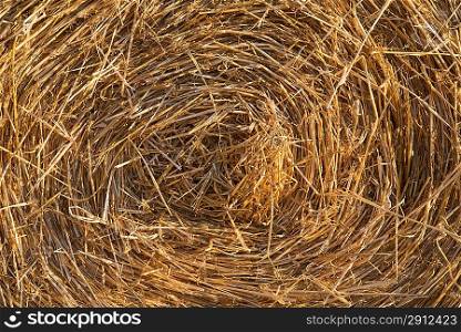 Close up image of round hay bale